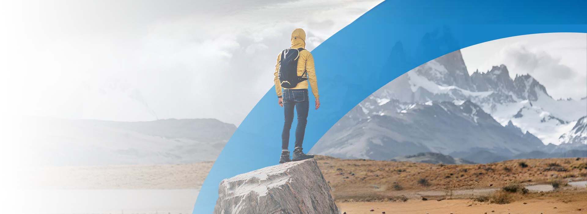 Man on the top of a Mountain